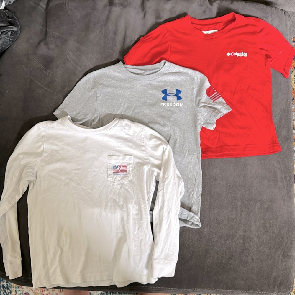 3 shirt bundle YS, YM Vineyard Vines, Under Armour, Columbia PFG
